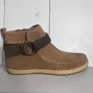 UGG Suede Ankle Boot Size 7.5 Right Shoe Only Brown Espadrille Sole Buckle NEW